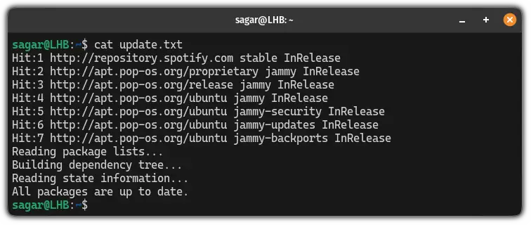 use cat command to print the content of the file