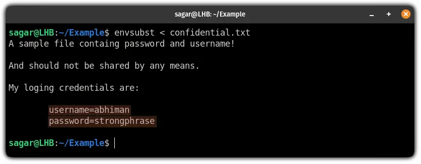 use envsubst command to change environment variable values in file on linux