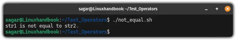 use of != operator in bash