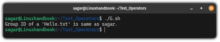 Use of the -G operator in bash