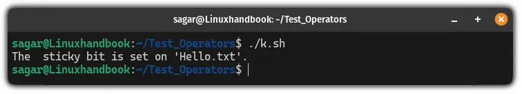 Use of the -k operator in bash