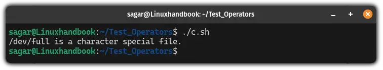 Use of the c operator in bash