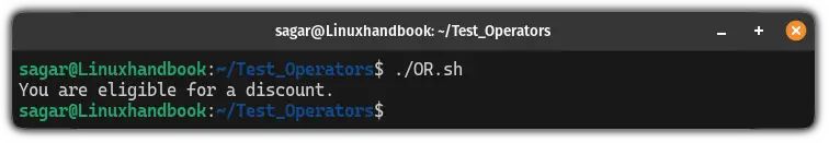 Use OR operator in bash