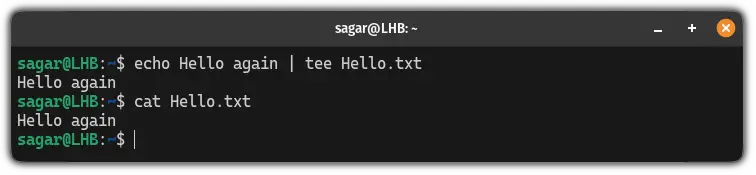 use tee command to redirect the output in file