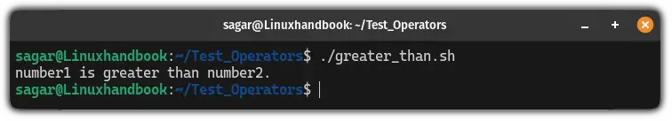 Use the > operator to compare variables in bash