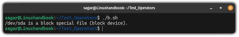 Use the -b operator to find the block device in bash