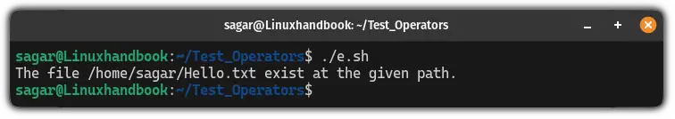 Use the -e operator in bash