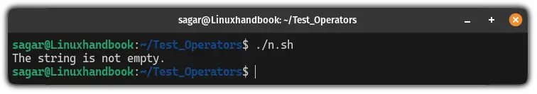 use the -n operator in bash