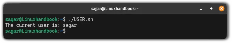 Use the $USER environment variable in bash script to find the current user account in Linux