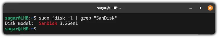 use the fdisk command to find the USB drive in Linux