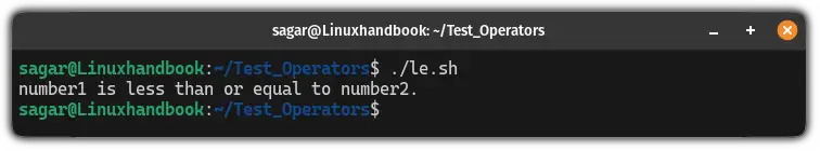 Use the le bash operator