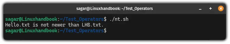 Use the nt operator in bash