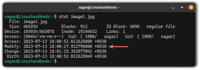 Use the stat command to get the mtime in Linux