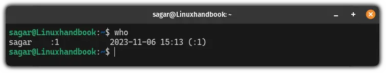 Use the who command to read the content of the utmp file and know the currently logged in users in Linux