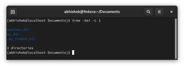 Using tree command to list only subdirectories in Linux