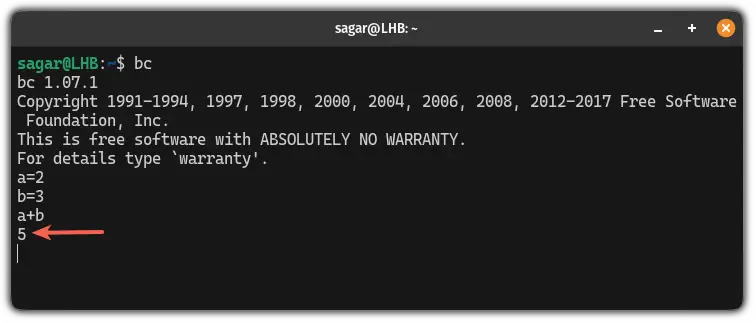 use variables with the bc command 