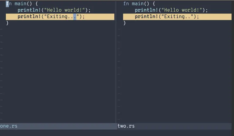 simple diff in vimdiff