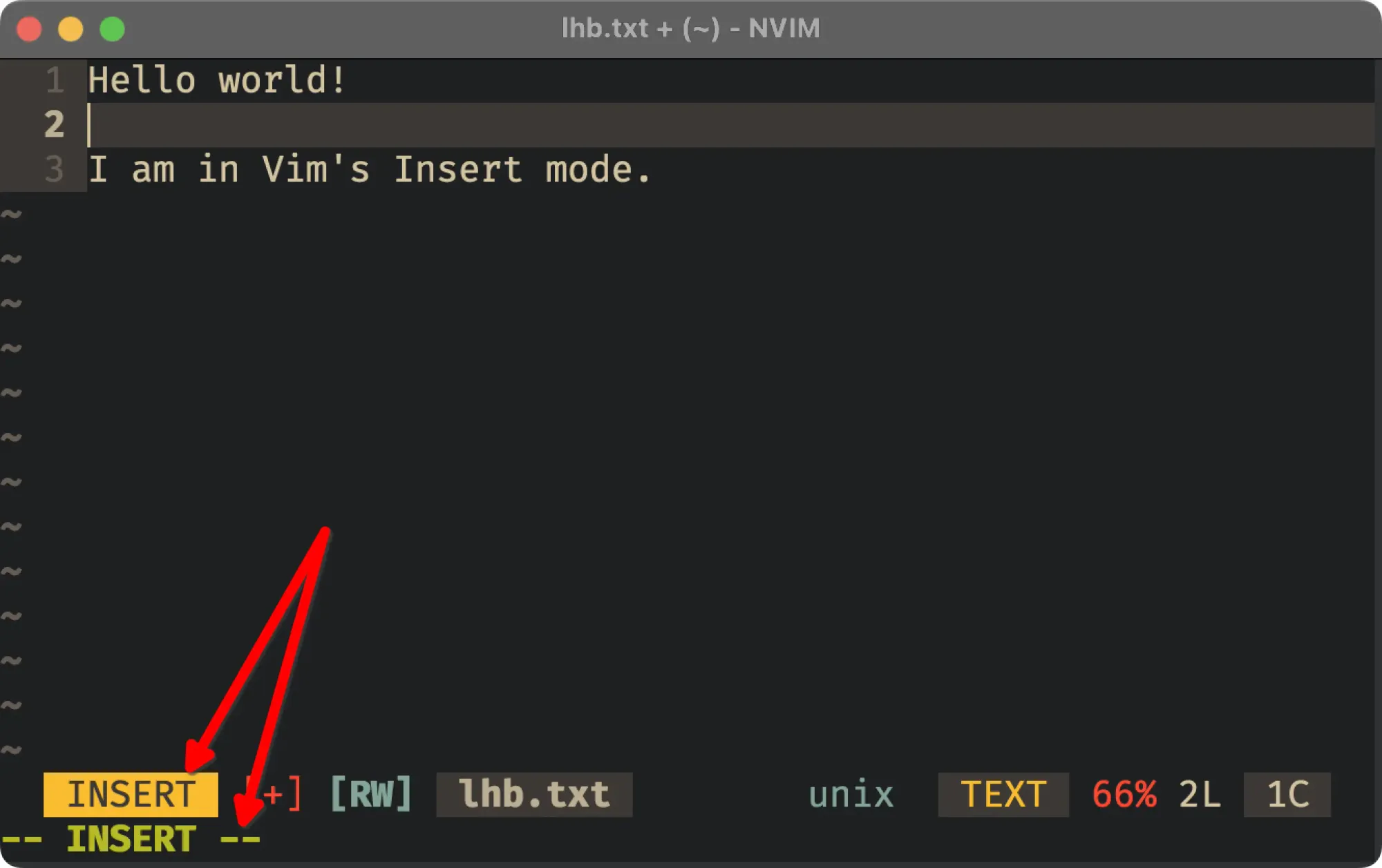 Insert mode in Vim