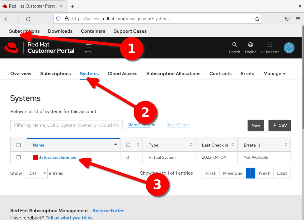 attaching a RHEL system to subscription