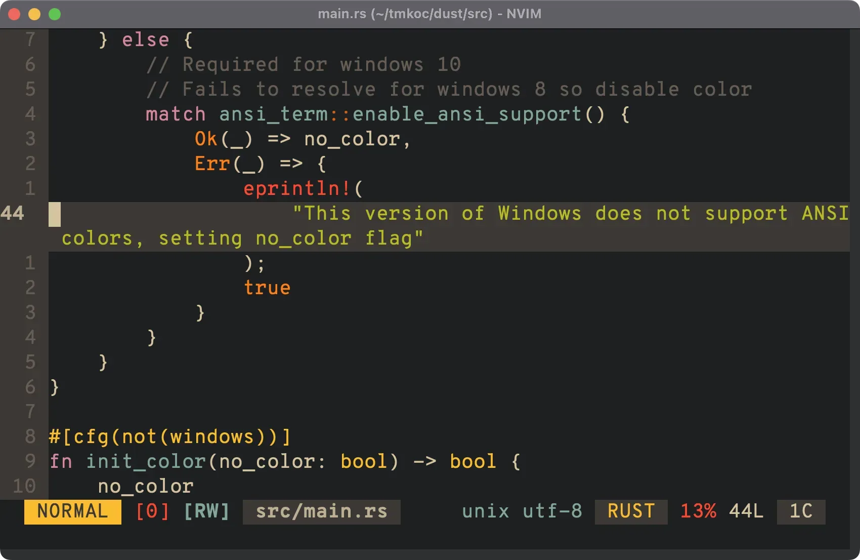 Hybrid line numbering in Vim