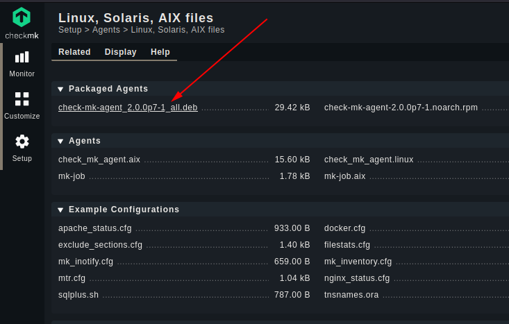 The Debian Package(required for Ubuntu) is listed and linked under Packaged Agents on the Agent Linux Page