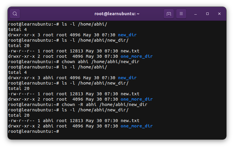 Example of using chwon recursively