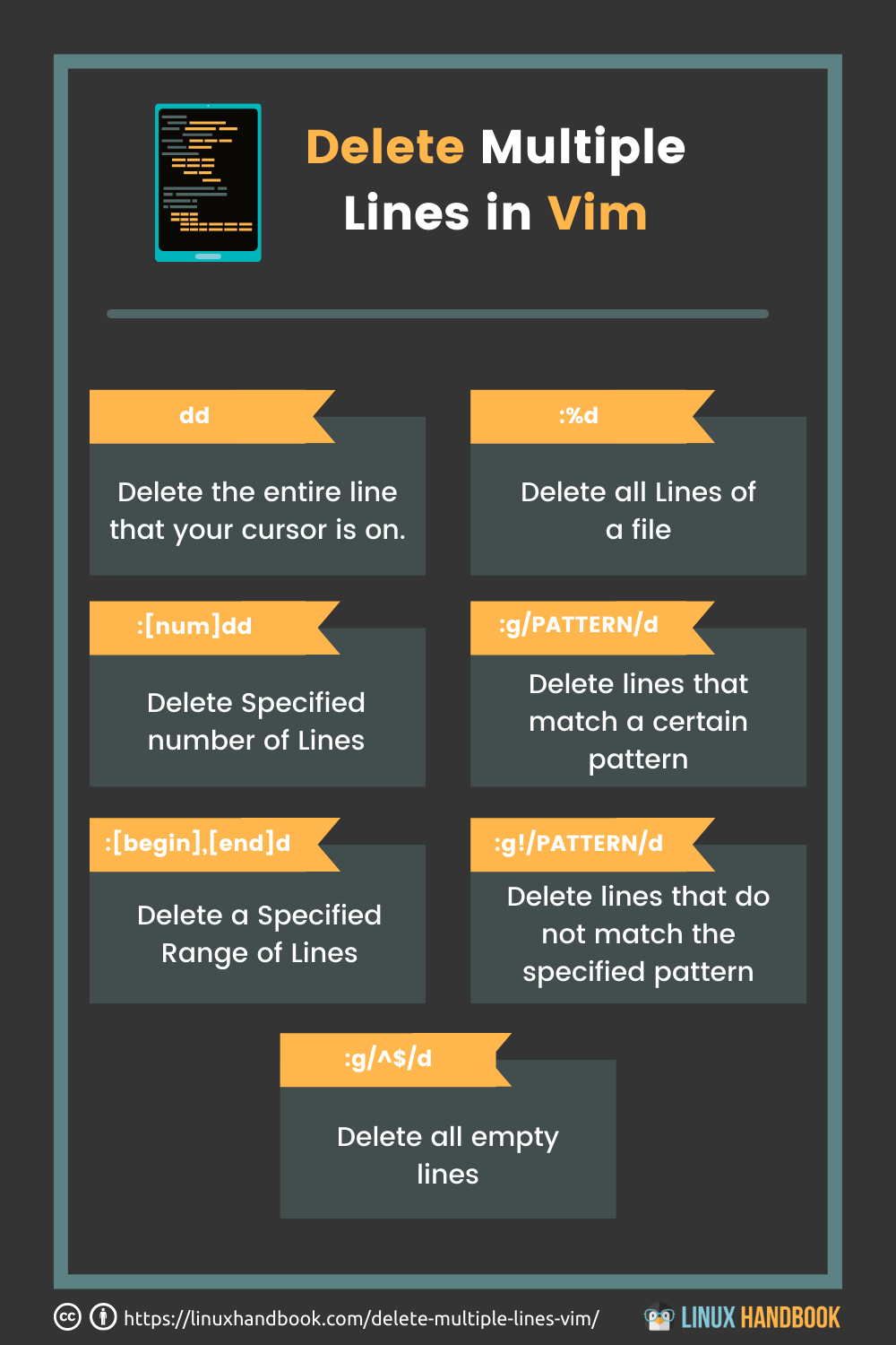 deleting multiple lines in Vim editor