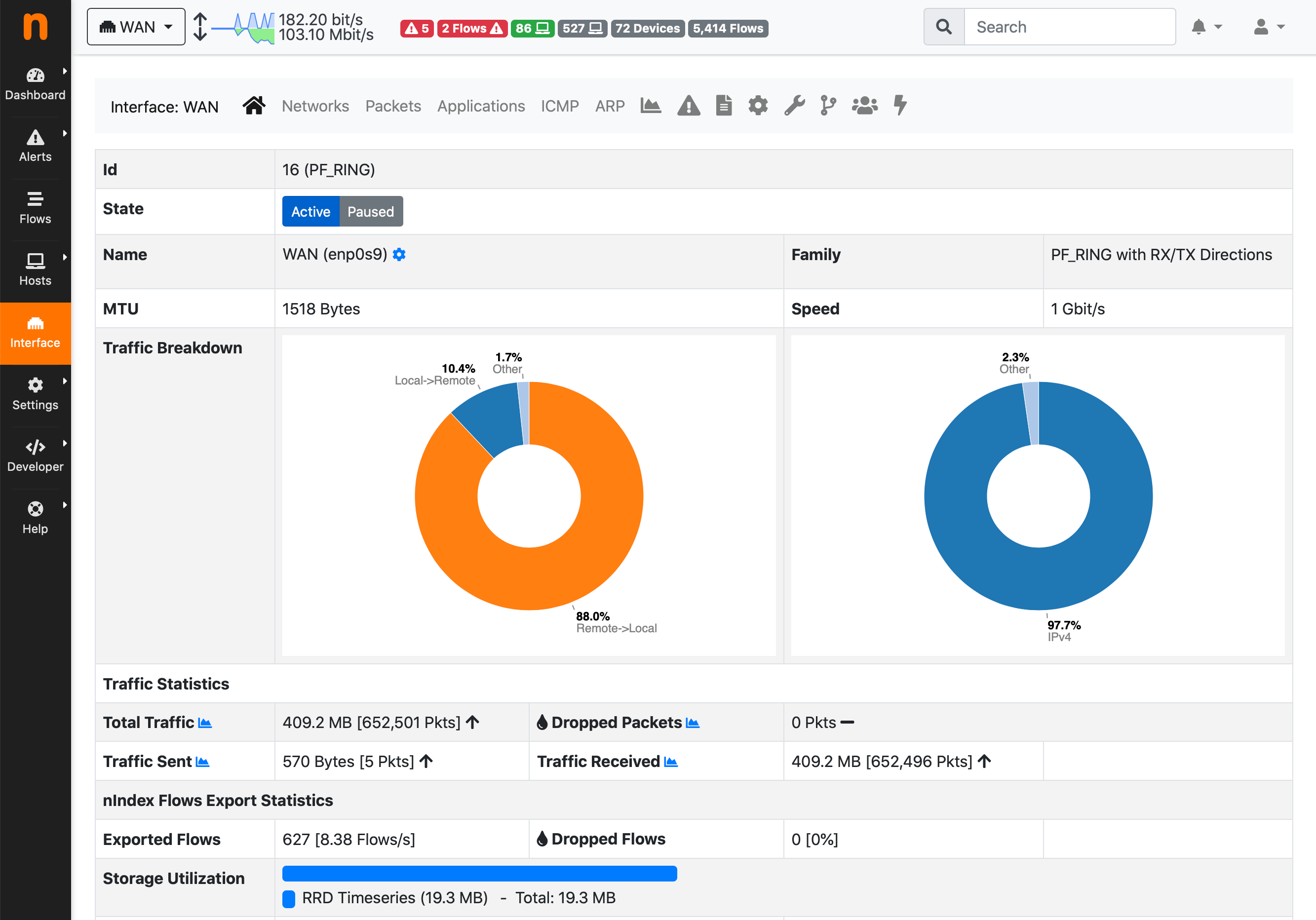 ntopng interface details